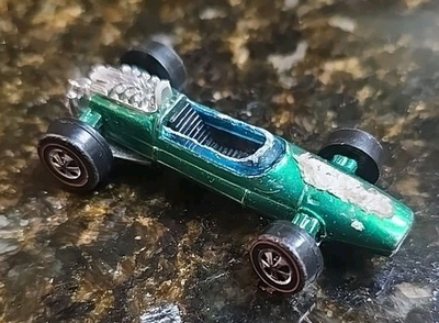 #ad Vintage Mattel 1969 RedLine Hot Wheels Brabham Repco F1 Green Made In Hong Kong $14.99