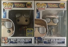 Funko Pop Back to the Future Marty McFly Checking Watch #965 & With Glasses #958