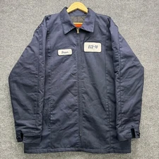 Cintas Quilted Work Jacket Men's L-XL Navy Blue Lined Full Zip