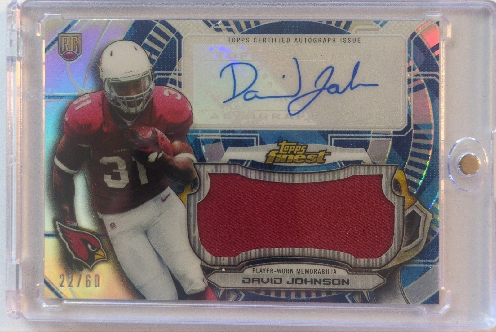 David Johnson Finest Autograph Jumbo Relic Refractor #DJO Base