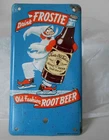 Drink Frostie Old Fashion Root Beer Vintage Blue Metal Tin Sign 6.5"x3.5" Elf