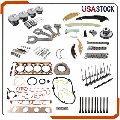 Fits Audi VW A4 Q5 Jetta Passat 2.0T Engine Rebuild Piston 21MM Rods Valves Kit