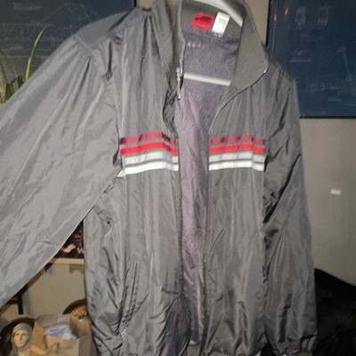 Mossimo Men s Gray Windbreaker Jacket Full Zip Striped Band Collar Size M