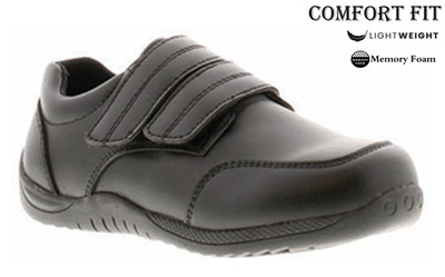 Jungen Kinder Schulschuhe schwarz Easy Touch Verschluss gepolstert Memory Foam bequeme Passform