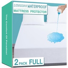 Lunsing Soft 2 Pack Full Size Waterproof Mattress Protector with 6-16 Inches ...