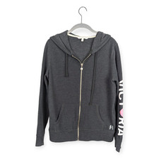 Victoria's Secret Charcoal Gray Lightweight Zip Up Hoodie Size Small