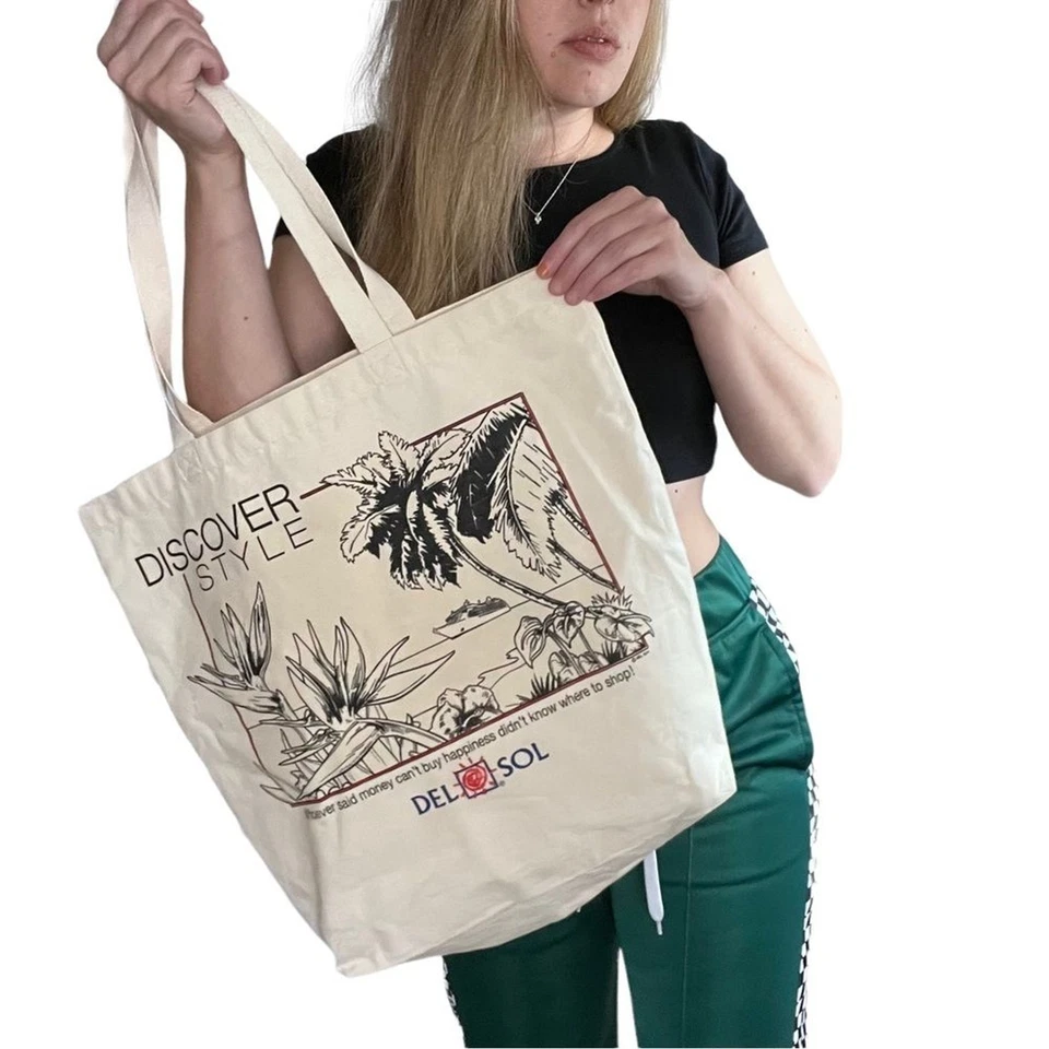 Tote Bag DEL SOL Discover Style Tropical Screen Print Canvas Bag Foto 2 de 4