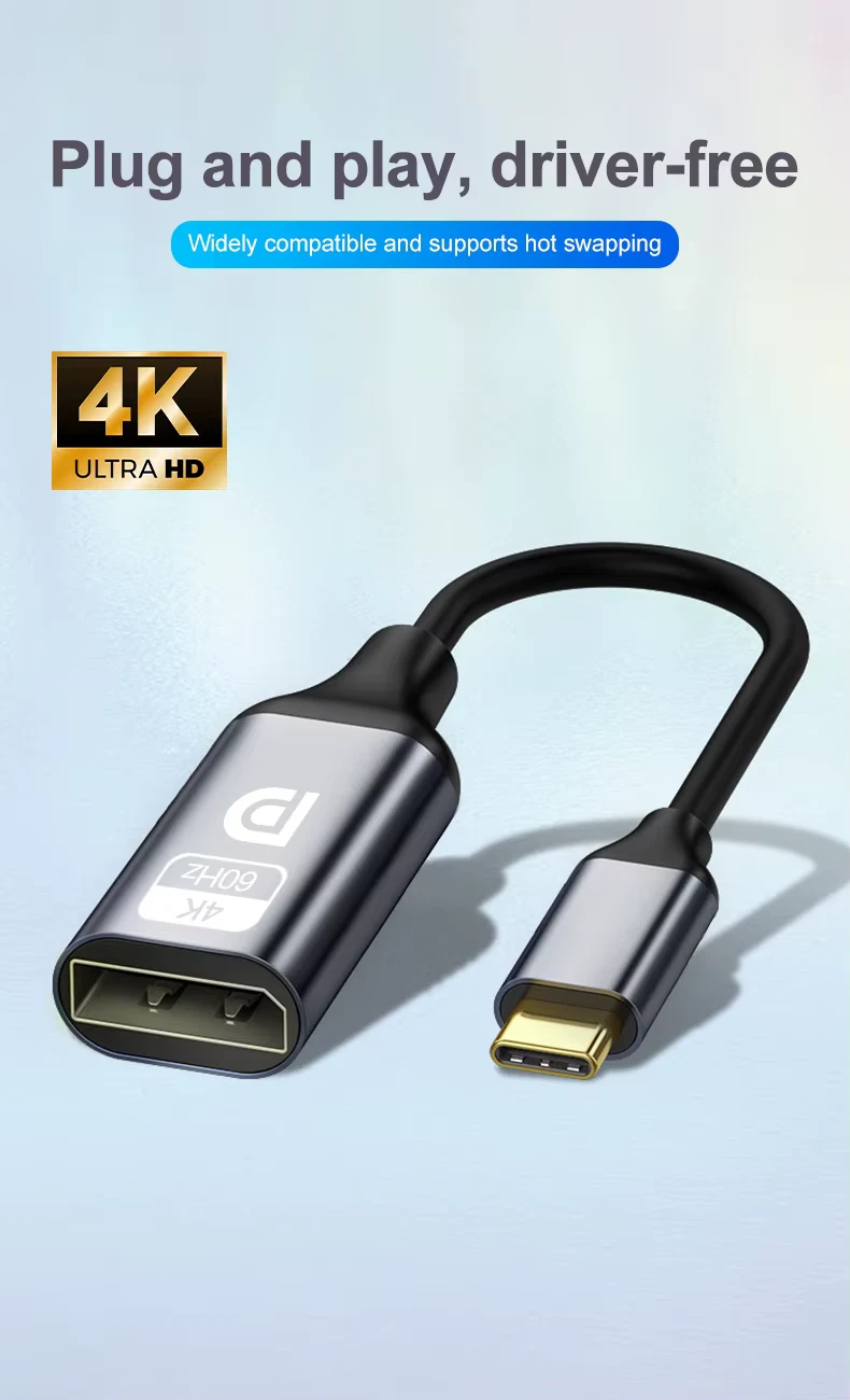Adapter USB C auf DisplayPort 4K/60Hz Ultra HD / Typ C zu DP Video Kabel 24cm - Bild 1 von 6