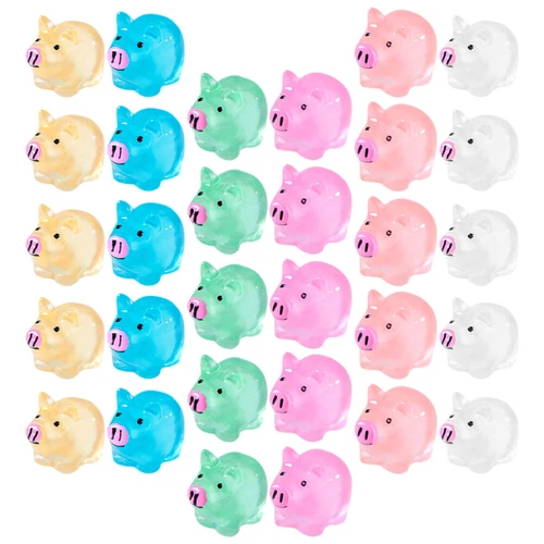 30PCS Mini Pig Resin Animal Charm Ornaments Glow in The Dark Decor DIY Craft Toy - Picture 11 of 13