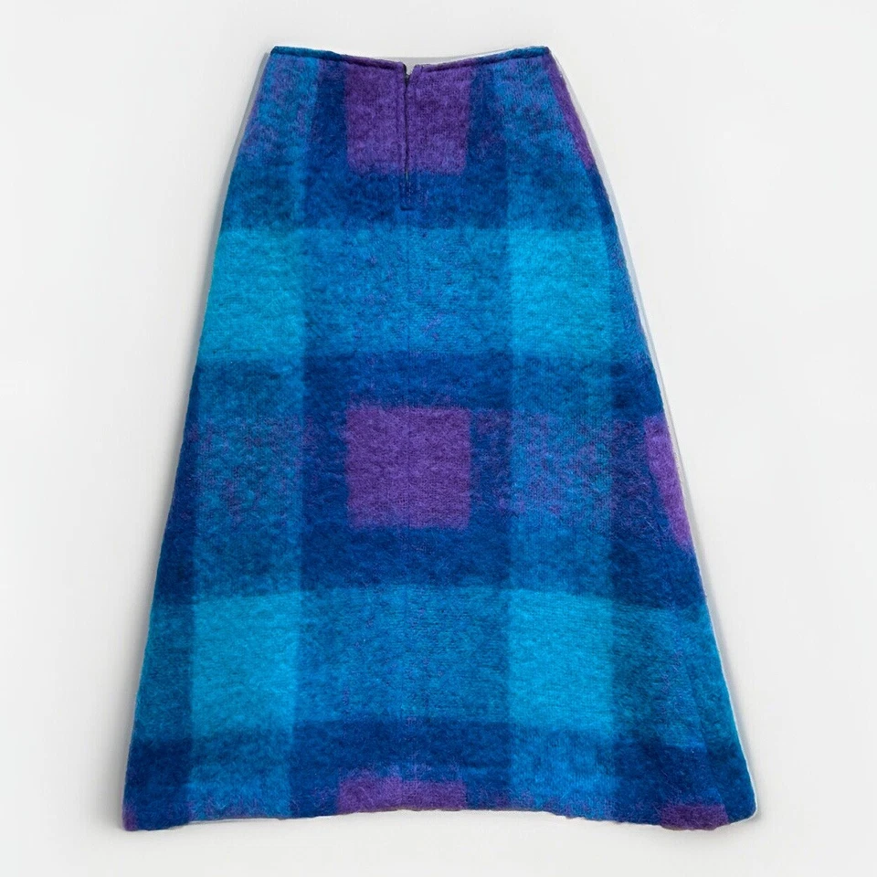 Maxi falda escocesa de lana mohair sujetador brezo años 60 vintage 10 cuadros Academia Foto 4 de 4