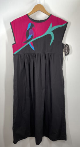 Vintage Oscar De La Renta House Dress Lounge Parrot Pockets Cotton NWT SZ 12