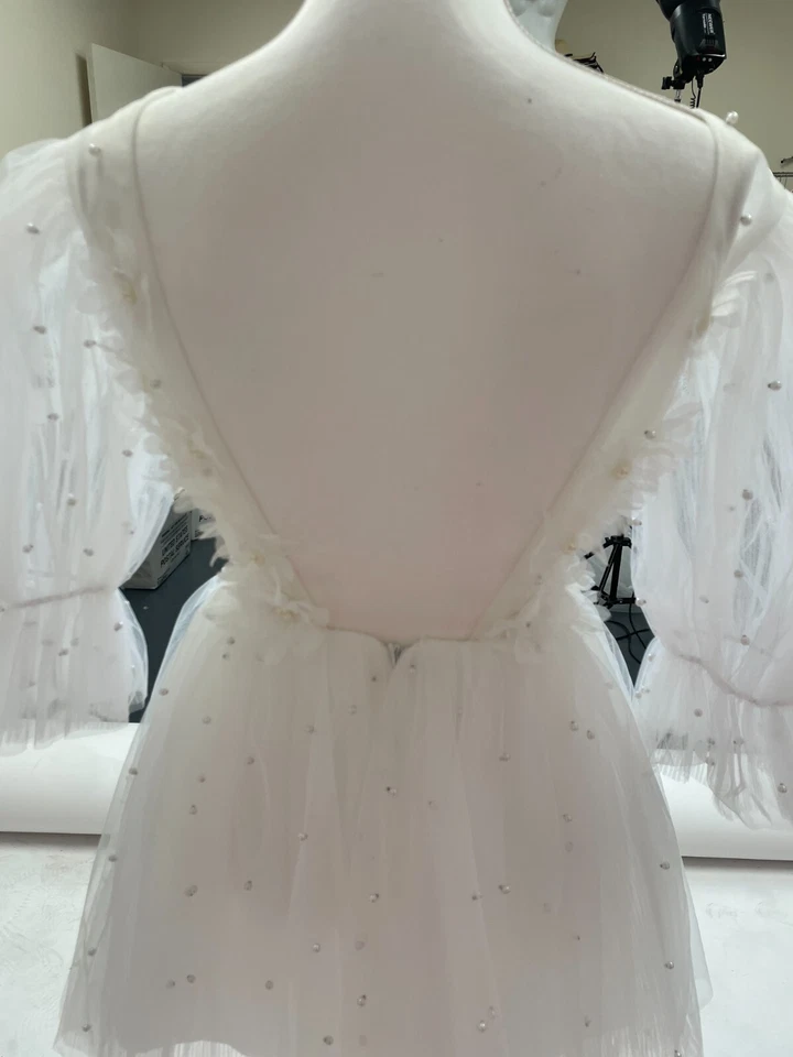 Vestido de novia para mujer corto de boda espalda abierta vestido copo de nieve Halloween novia Foto 4 de 4