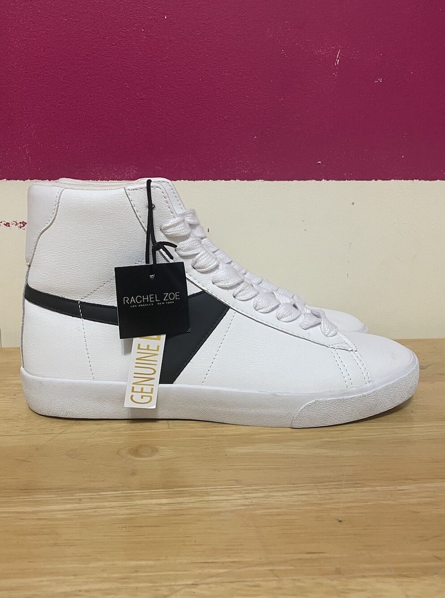 Rachel zoe レザーシューズ Rachel Zoe Genuine Leather High Top Sneaker White/Black Size
