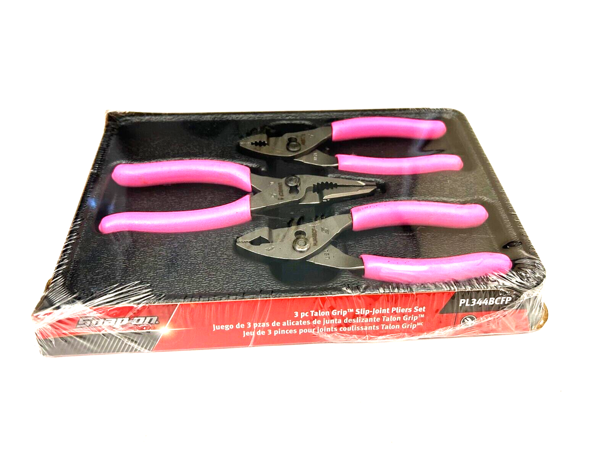 Snap on Tools NEW PL344BCFP 3 Piece Slip Joint Pliers Set Snap on Tools NEW PL344BCFP 3 Piece Slip Joint Pliers Set
