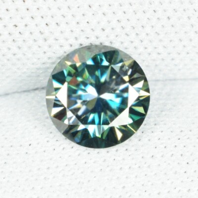 1.09 ct DIAMOND SPARKLING  PEACOCK BLUE GREEN MOISSANITE  AAA ROUND See Vdo PU