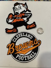  2 Cleveland Browns Vintage Embroidered Iron On Patches Patch Lot 3  X 2.5  3  