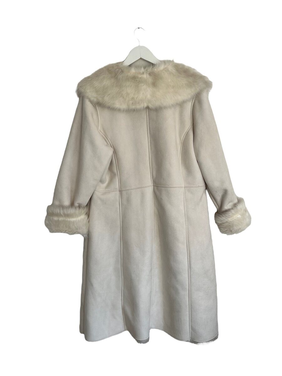 Vintage George Y2K 00s Afghan Coat White Long Size 20 18 16 Vintage George Y2K 00s Afghan Coat White Long Size 20 18 16