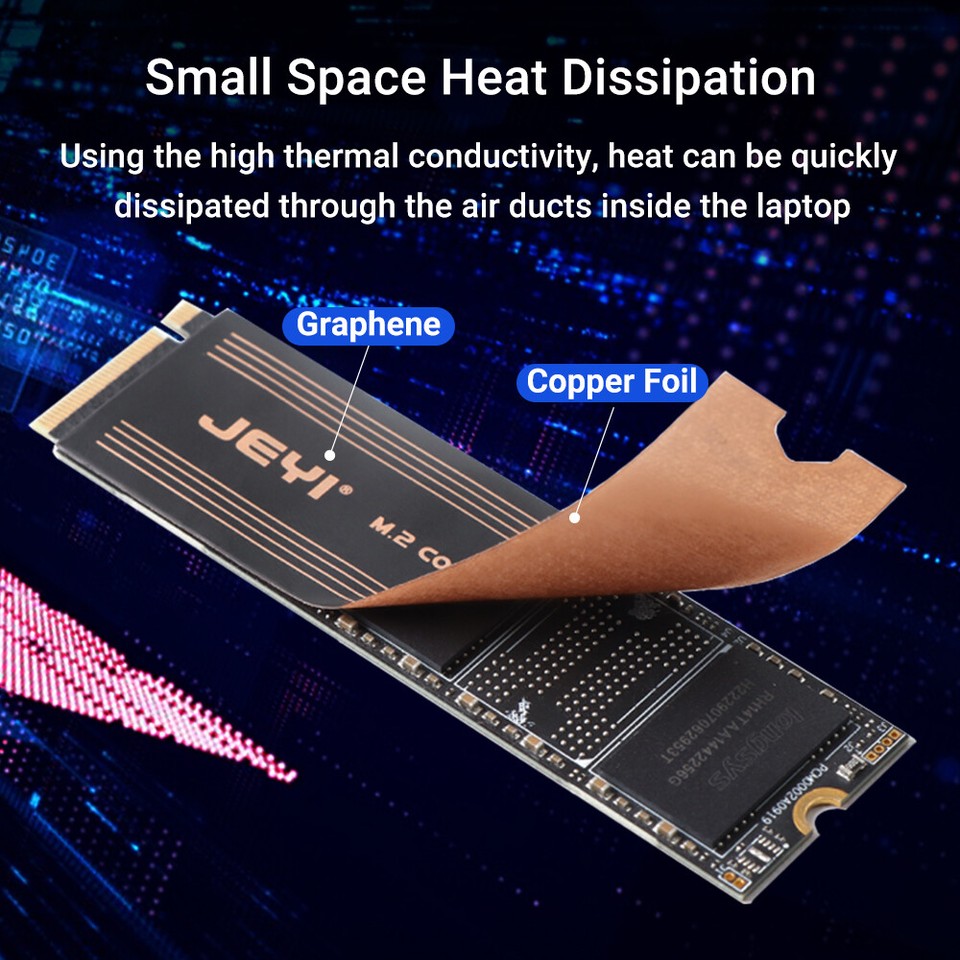 JEYI Graphene M.2 SSD Heatsink Graphene and Copper Foil Design Cooler