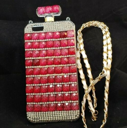 LG Pink Bling Iphone 6 Plus Case Jewel Hybrid Case Carry Strap Cover (2484)