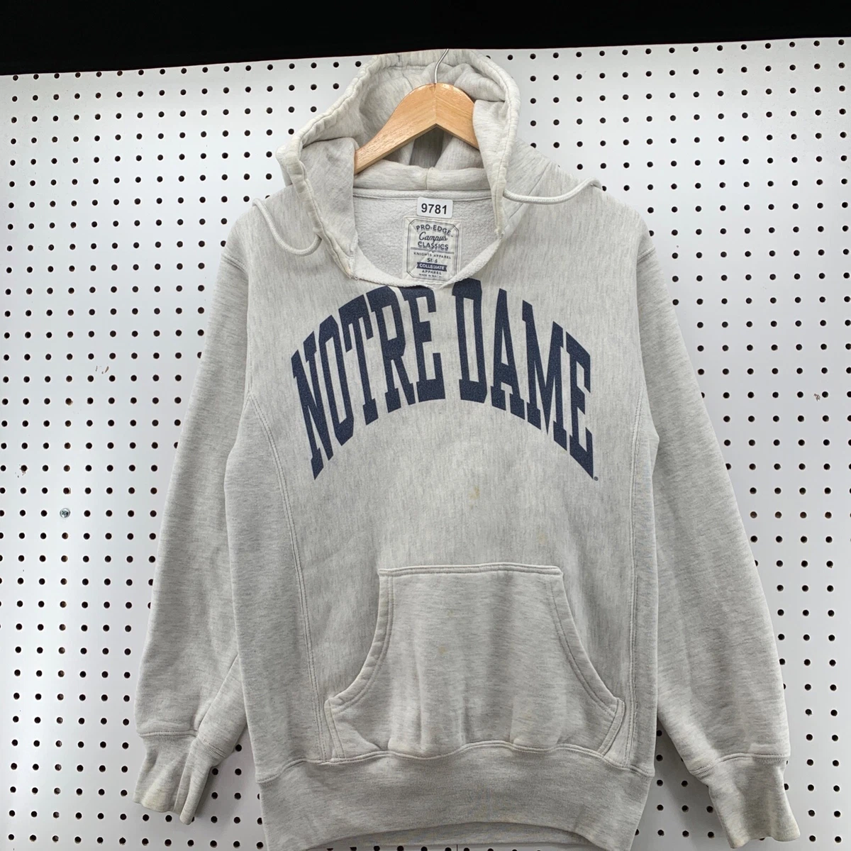 Vintage Notre Dame Fighting Irish Gray Hooded Sweatshirt Size Small Pullover  | eBay
