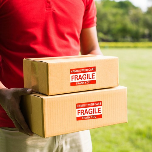 6 Roll Fragile Stickers 2x3 Handle With Care Thank You Warning Labels 500 / Rol - Picture 6 of 9