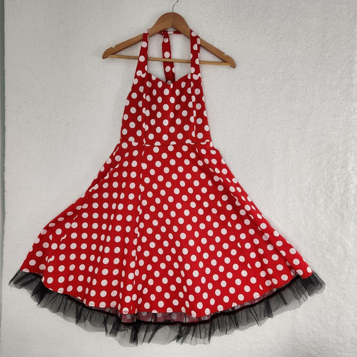 fitted lace wedding dress GGR Rockabilly Halter Dress in Red with White Polka Dots – Glitz Glam and  Rebellion main image 1