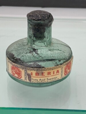 Rare Aqua Glass Iberia Tina Azul Superior Cork Still Sealed Made in Italy (e949)