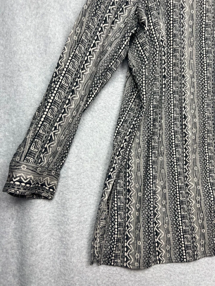 Blusa Coldwater Creek Abotonada Mujer Plus 2X Azteca Geométrica Manga Larga Foto 4 de 4