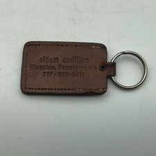 Eldam Cadillac Fob Keychain Kingston PA Advertising Keyring Leather Vintage