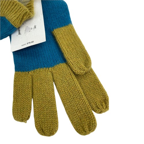 Never 2 Late Cashmere Gloves Marabou Blue & Green One Size - Picture 4 of 5