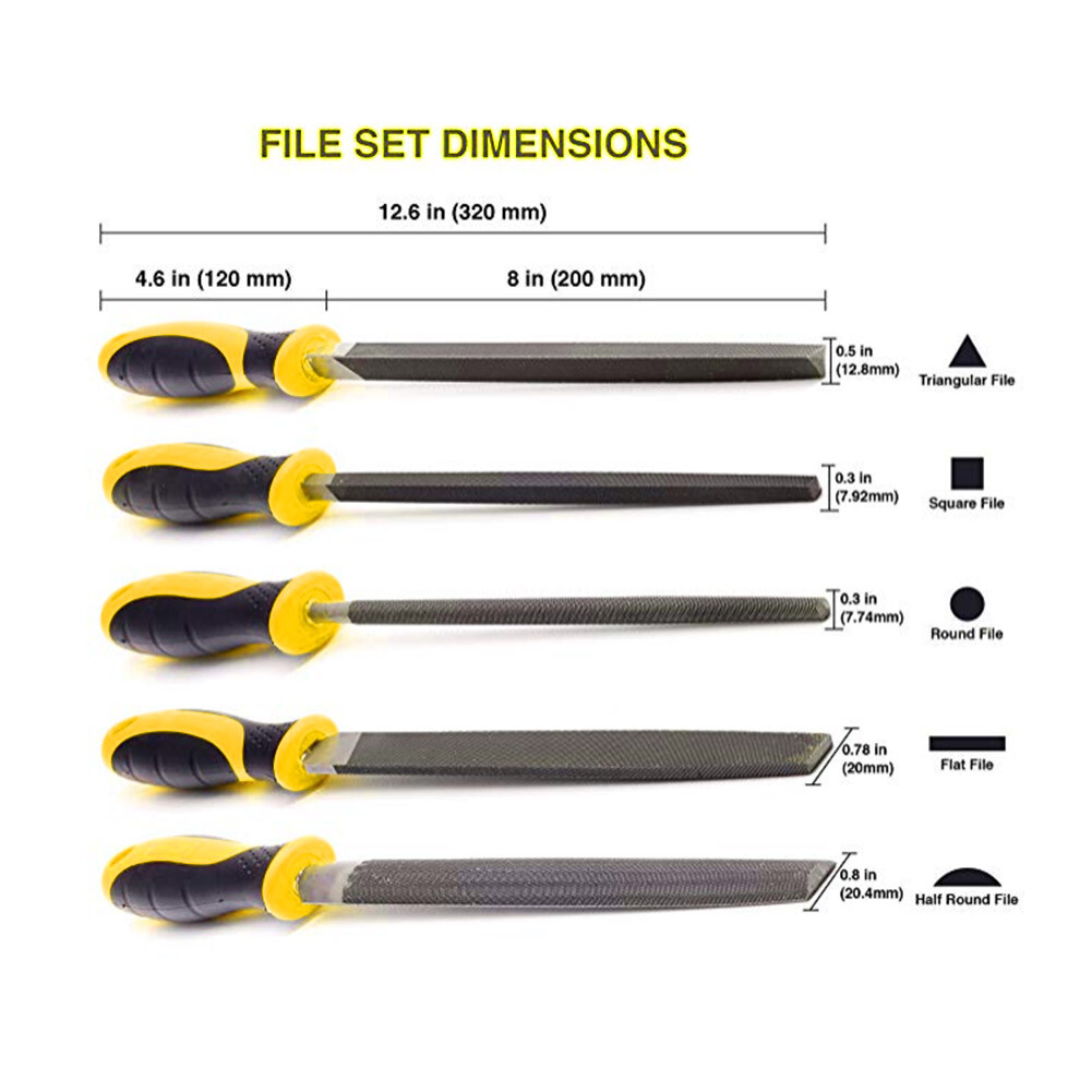 6pcs Wood File Rasp Set High Carbon Steel Hand Tool for Woodwork 200mm