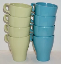 8 Ikea Fargrik 21533 Turquoise & Mint Green Stoneware Coffee Mugs Cups 8 oz