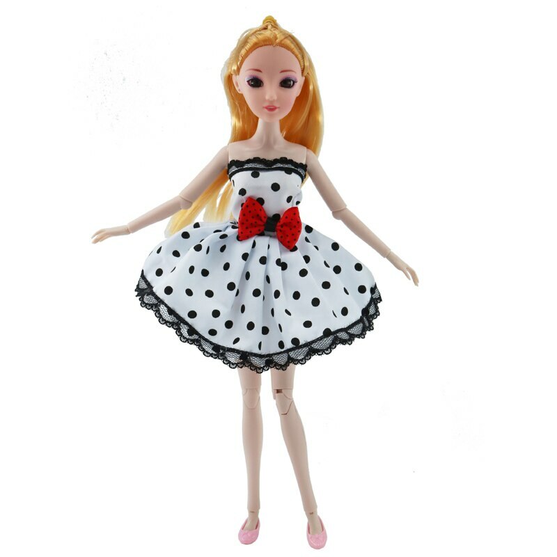 Pink & Black Bowknot Short Dress For 11.5-Inch Dolls – 1/6 Scale, Fits Modern Barbie, Handmade