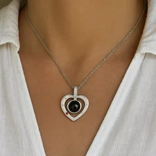 "I Love You" in 100 Languages – Heart Shaped Silver Projection Necklace Gift