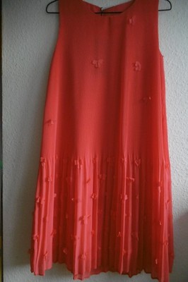 Flatter-Kleid Nobelmarke RIANI  Plisseé  Gr 34 orange-melone  hoher Neupreis
