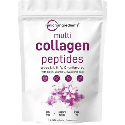 Multi Collagen Peptides Powder 1lb | Type I II III V X by Micro Ingredients