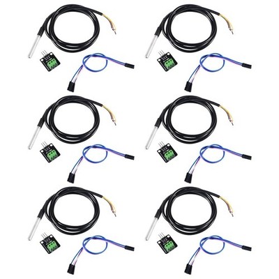 Coliao 6pcs DS18B20 Temperature Sensor Module Kit with 1 m/ 3.2 Ft Waterproof...