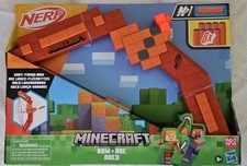 Nerf Minecraft Bow Dart Blaster Includes 8 Nerf N1 Darts Toy Bow - NEW