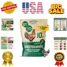 Bulk Dried Mealworms - 10 Lb Bag - Non-GMO Dried Mealworms for Chickens, Duck...