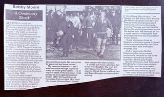 BOBBY MOORE BILLY BREMNER signed 1973 magazine photo ENGLAND 5 0 SCOTLAND