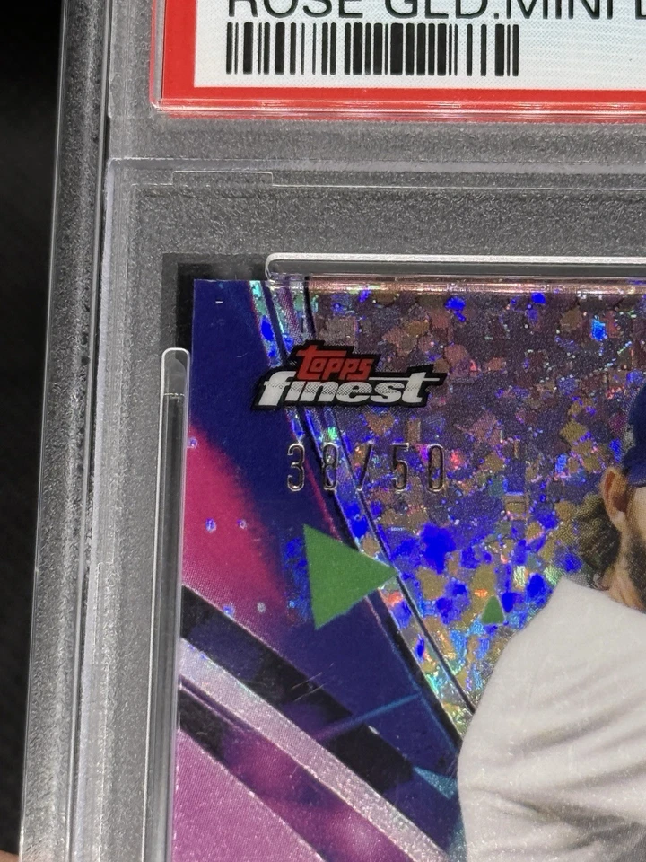 2021 Topps Finest Clayton Kershaw 35 Rose Gold Mini Diamond Refractor /50 PSA 10 - Image 2 of 3