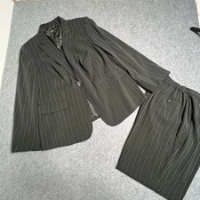 John Meyer Womens 2 Piece Black Pinstripe Dress Suit Jacket and Pants Size 16W