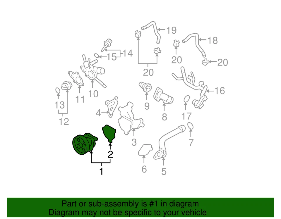 Nissan 2008-2015 original - Bomba de agua 21010-6N226 Foto 3 de 3