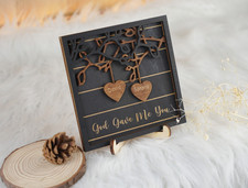 Wooden Heart Christmas Frame 3 Layer Black Decor with Ornament Holiday Gift
