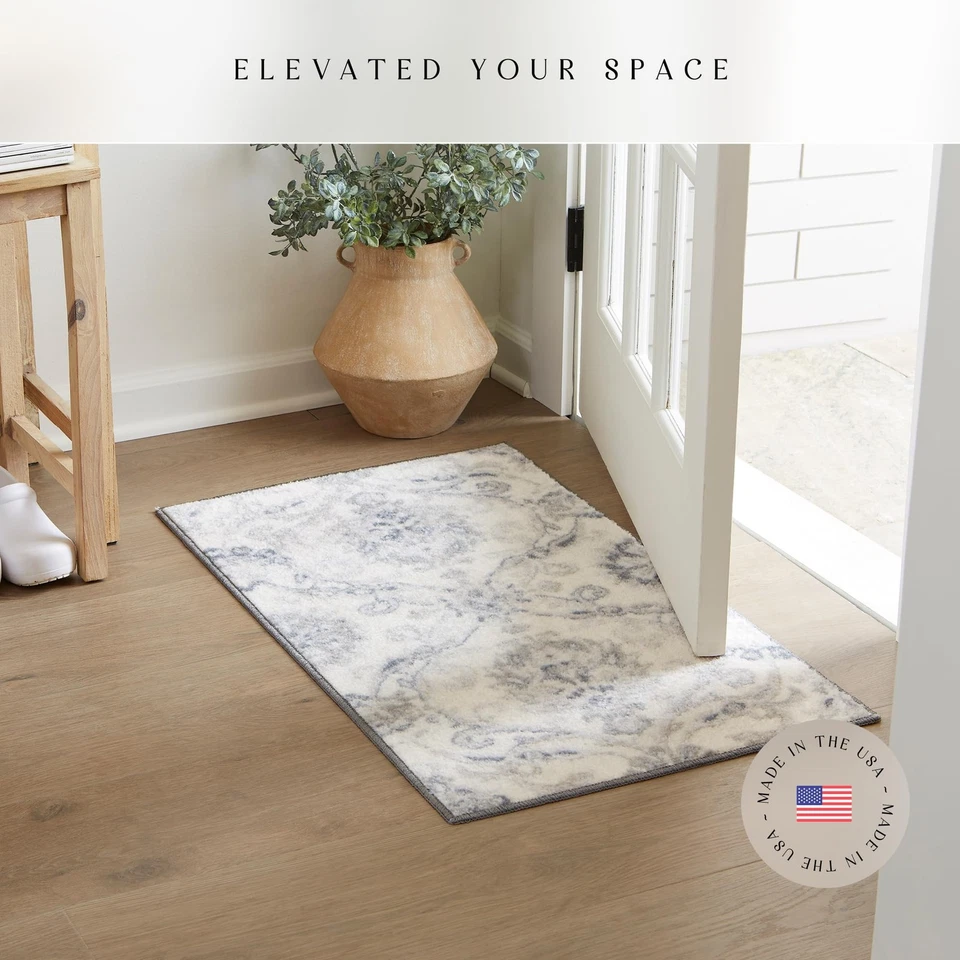 Blooming Damask Area Rugs - Made in USA – Washable, Non Slip Indoor Carpet fo... - Image 2 of 4