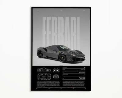 Ferrari 488 Pista Print | Ferrari Poster | Car Print | Hyper Car Poster | Super