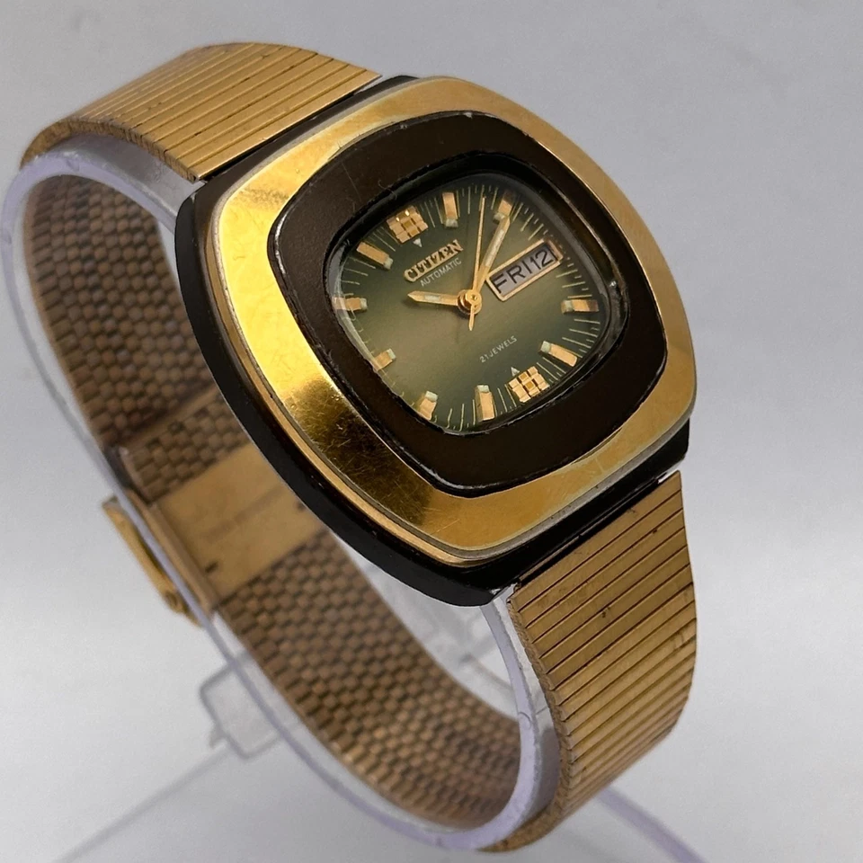 Reloj Citizen 61-0780 día/fecha esfera verde vintage para hombre Foto 4 de 4