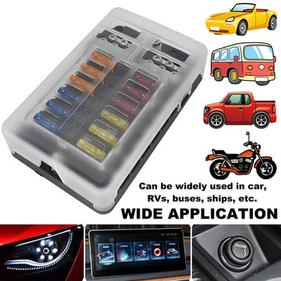 NEW 12-Way Fuse Box for warning light, car fan and car TV with 32V input voltage