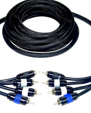 Sky High Car Audio 12ft 4 Channel PREMIUM RCA Cable Nylon Copper Braided 4ch