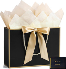 Gift Bags with Handles, 12.6" Medium Gift Bag with 2 Tissue Paper and 1 Card for